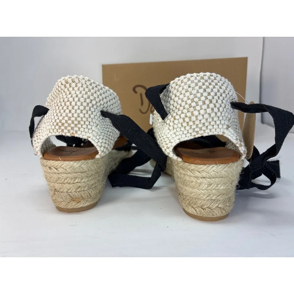 Dalson Braided Ankle Lace Up Espadrille Wedge Womens 8 300_TJX Black Crochet
